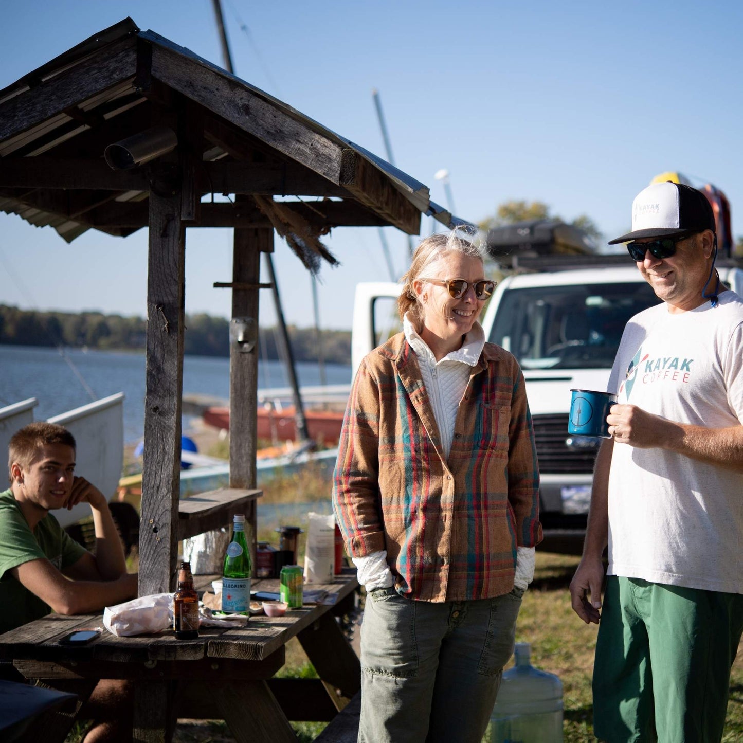 Image of members enjoying organic coffee from Kayak Coffee's coffee of the month club